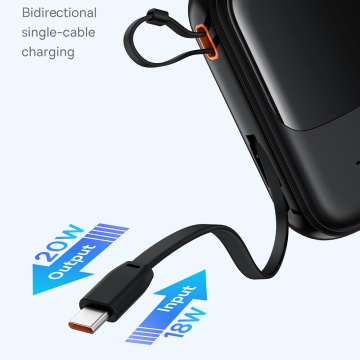 Acumulator Extern Lightning, 2x Type-C, USB, 22.5W, 20000mAh + Cablu Type-C - Baseus Qpow Pro+ (P10067103113-00) - Black - Img 2