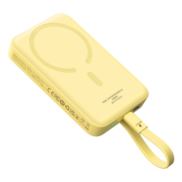 Acumulator Extern MagSafe, USB-C, Lightning, 30W, 10000mAh - Baseus Magnetic Mini (P1002210BY23-00) - Yellow - Img 1