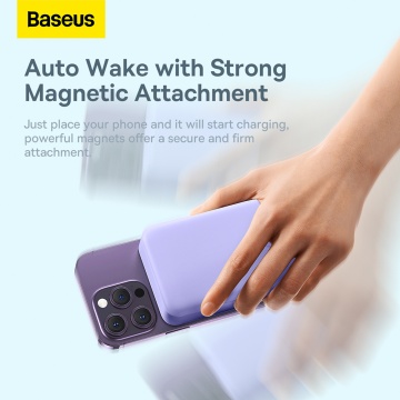 Acumulator Extern Type-C, Incarcare Wireless, 20W, 20000mAh + Cablu Type-C, 30cm - Baseus Mini (PPCX150005) - Purple - Img 7