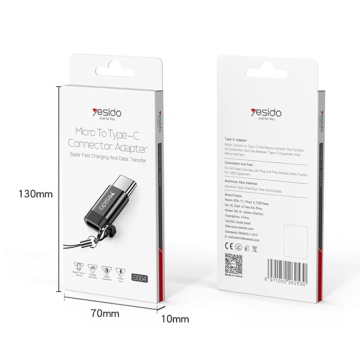 Adaptor OTG Micro-USB la Type-C OTG Yesido GS04, plug & play, 480Mbps - Negru - Img 6