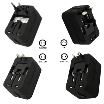 Adaptor priza EU la US, UK, AUS, 2 x USB, Techsuit, HHT202 - Negru - Img 8