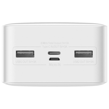 Baterie Externa Bipow Baseus (PPBD050202) - Display digital 2xUSB, USB-C, Micro-USB 30000mAh 15W + Cablu Micro-USB 0,25m - Alb - Img 4