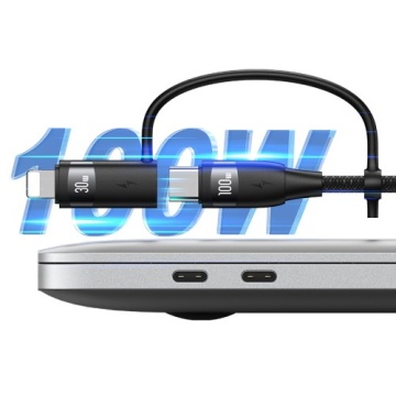 Cablu 6in1 Apple, Micro-USB, tip C PD100W Usams U85, mov, US-SJ645 - Img 3