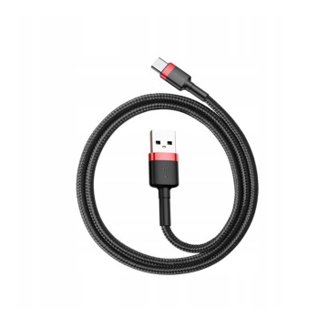 Cablu de date Baseus (CATKLF-F91) - USB la Type-C, 2A, 2m - Rosu / Negru - Img 3