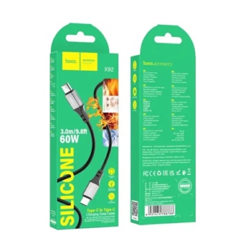 Cablu de date Hoco (X92) - Tip-C la Tip-C, 60W, 3m - Negru - Img 7
