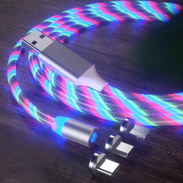 Cablu de Incarcare 3in1 Techsuit Light UP Fantasy Magnetic 1m, alb - Img 1