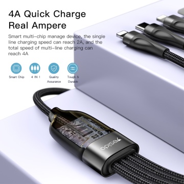 Cablu Type-C la 2xUSB-C, 2xLightning, 1.2m, 4A Yesido CA110 - Img 4