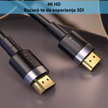 Cablu Video Baseus - Cafule (CADKLF-G01) - HDMI la HDMI, 4K, 3m - Negru - Img 6