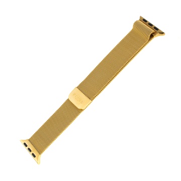 Curea pentru Apple Watch 1/2/3/4/5/6/7/8/9/10/SE/SE 2/Ultra/Ultra 2 (42/44/45/46/49mm) - Fixed Mesh Strap - Gold - Img 2