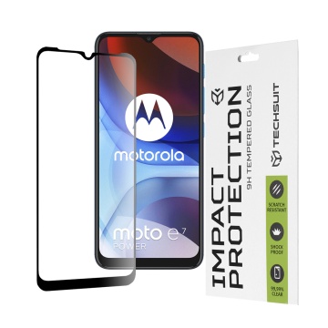 Folie pentru Motorola Moto E7 Power / Moto E7i Power Techsuit 111D Full Cover / Full Glue Glass / 3D Curved Screen - Black - Img 1