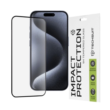 Folie sticla iPhone 15 Pro Techsuit 111D Full Glue Full Cover, Negru - Img 1