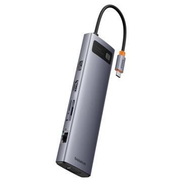 Hub Type-C la HDMI 4K, VGA, 4xUSB, USB-C, RJ45, SD, TF, Jack Baseus - Gri - Img 1