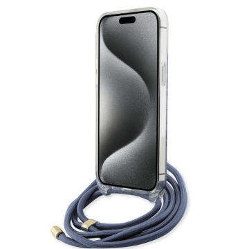 Husa Guess Crossbody Cord 4G Print iPhone 15 Pro GUHCP15LHC4SEB - Albastru - Img 4