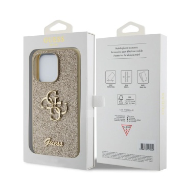 Husa Guess Glitter Script Big 4G iPhone 15 Pro cu sclipici GUHCP15LHG4SGD - Auriu - Img 5
