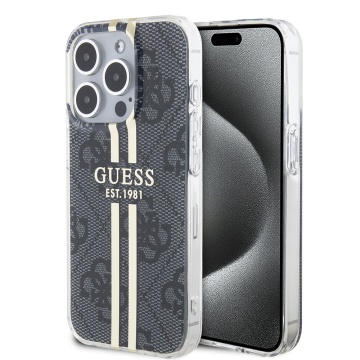 Husa Guess Hardcase IML 4G Gold Stripe iPhone 15 Pro GUHCP15LH4PSEGK- Negru - Img 1