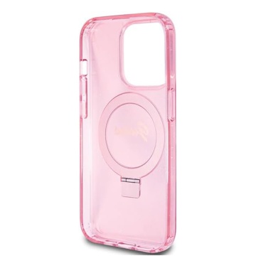 Husa Guess iPhone 15 Pro Max Ring Stand Script Glitter MagSafe GUHMP15XHRSGSP - Roz - Img 3