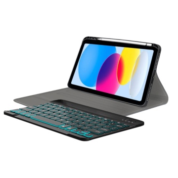 Husa iPad 10 (2022) 10.9 tastatura magnetica wireless RGB/pencil holder, Negru - Img 5