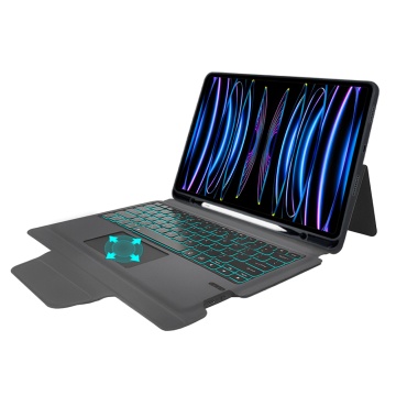Husa iPad Pro 12.9 (2018/2020/2021/2022) / Air 13 (2024) -Techsuit - KeyTab Pro (cu tastatură fără fir RGB/suport stilou) - Negru (Copy 4) - Img 3