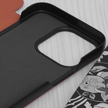 Husa iPhone 14 Pro Eco Leather View flip tip carte, Orange - Img 2