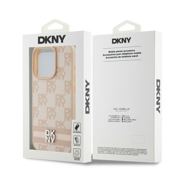 Husa iPhone 15 Pro Max - DKNY Leather Checkered Mono Pattern & Printed Stripes (DKHCP15XPCPTSSP) - Pink - Img 6