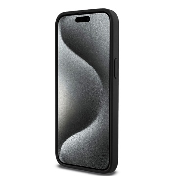 Husa iPhone 15 Pro Max - DKNY Leather Monogram Pattern Metal Logo MagSafe (DKHMP15XPSHRPSK) - Black - Img 4