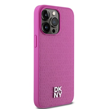 Husa iPhone 15 Pro Max - DKNY Leather Monogram Pattern Metal Logo MagSafe (DKHMP15XPSHRPSP) - Pink - Img 3