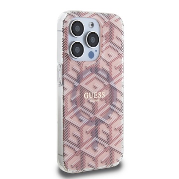 Husa iPhone 15 Pro Max originala Guess IML GCube MagSafe GUHMP15XHGCUSTGP- Roz - Img 4