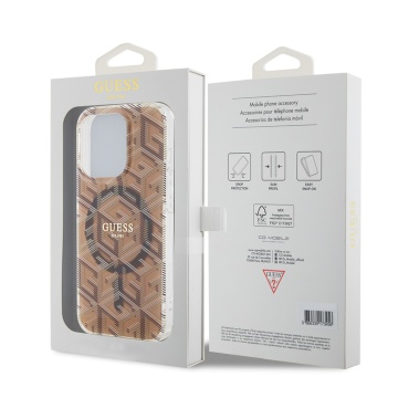 Husa iPhone 15 Pro originala Guess IML GCube MagSafe GUHMP15LHGCUSTGW- Maro - Img 4