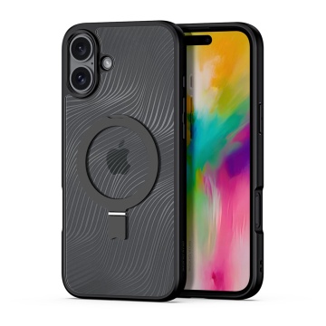 Husa iPhone 16 Plus Dux Ducis Aimo MagSafe Magnetic Stand - Negru - Img 1