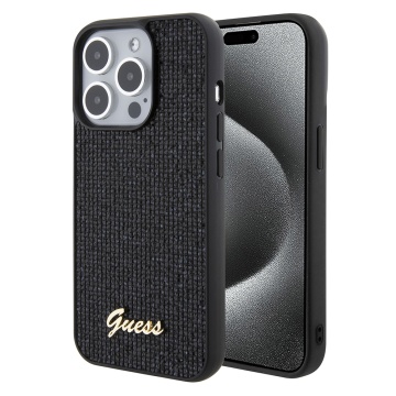 Husa originala Guess iPhone 15 Pro Disco Metal Scrip GUHCP15LPMSDGSK - Negru - Img 1