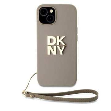 Husa pentru iPhone 15 - DKNY Hardcase Wrist Strap Stock Logo (DKHCP15SPBSWSE) - Beige - Img 1