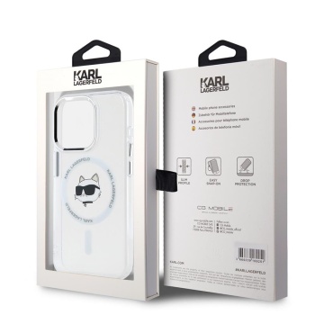 Husa pentru iPhone 15 Pro Max - Karl Lagerfeld IML MagSafe (KLHMP15XHLSCHH) - White Metal Choupette`s Head - Img 3
