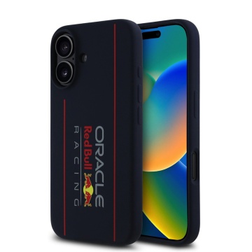 Husa pentru iPhone 16 - Red Bull Racing Silicone Oversize Vertical Logo MagSafe (RBHMP16S24SIOLRV) - Navy - Img 1