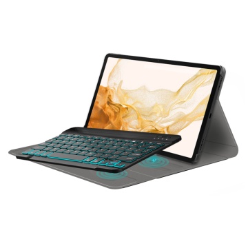 Husa Samsung Galaxy Tab S8 Plus cu tastatura magnetica wireless RGB Techsuit CozyTab, - Negru - Img 6