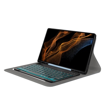 Husa Samsung Galaxy Tab S8 Ultra cu tastatura magnetica wireless RGB/pencil holder Techsuit CozyTab - Negru - Img 2