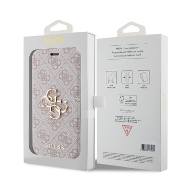 Husa tip carte iPhone 15 Pro Guess Book 4G GUBKP15L4GMGPI - Roz - Img 7