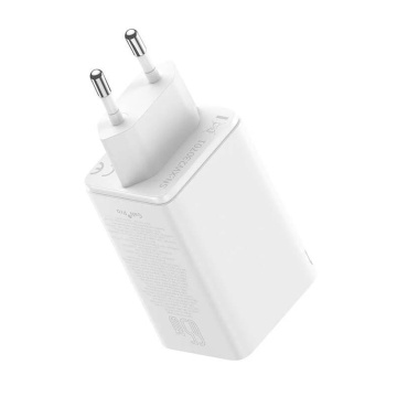 Incarcator de perete Baseus GaN (P10162701213-00) - 2x USB, 2x Type-C, 65W + tip C la Tip-C - alb - Img 3