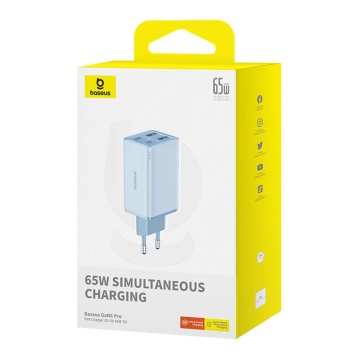 Incarcator de perete Baseus GaN (P10162701533-00) - 2x USB, 2x Type-C, 65W, cu cablu de tip C la Tip-C - violet - Img 8