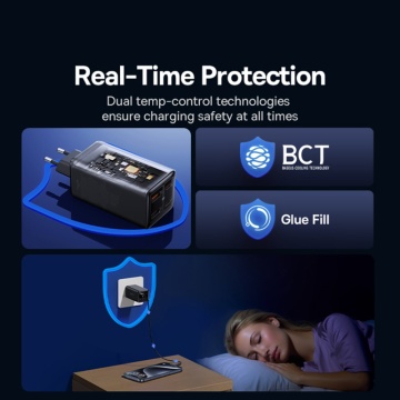Incarcator de perete Baseus GaN6 Pro (P10162705112-00) - 2x USB, 2x Type-C, 100W, cu cablu Tip-C, 100W, 20V, 5A, 1m - Negru - Img 7
