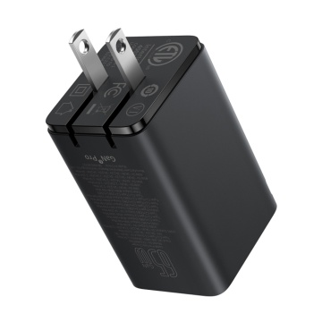 Incarcator de perete(priza SUA) BaseusGaN6 Pro (P10162702113-00) - 2x USB, 2x Type-C, 65W, Cablu Tip-C, 100W, 20V, 5A, 1m - Negru - Img 2
