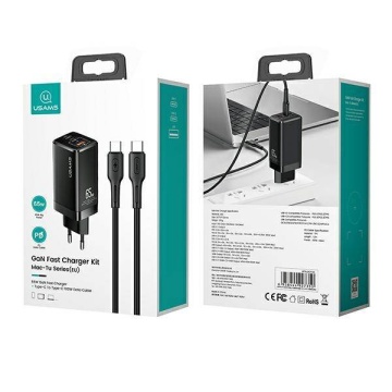 Incarcator priza T33 + cablu date tip C U43 Usams, negru - Img 2