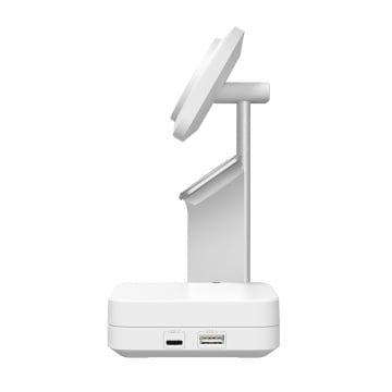 Statie de incarcare fara fir premium 5 în 1 HaloLock (6E004) - cu GaN, iPhone MagSafe, AirPods, Apple Watch, 65 W - alb - Img 6