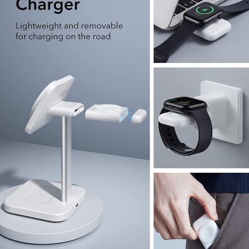 Statie de Incarcare MagSafe pentru Apple cu Incarcator pentru Ceas Portabil - ESR HaloLock - Alb - Img 3