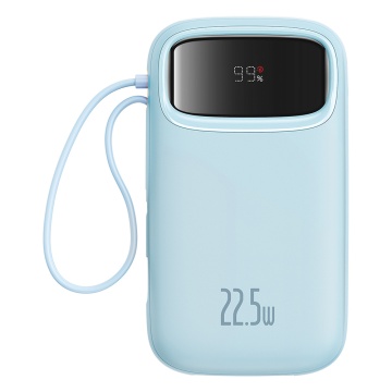 Acumulator Extern 2x Lightning, 3x Type-C, 2x USB, 22.5W, 10000mAh + Cablu Type-C, 30cm - Baseus Qpow Pro+ (P10055003313-00) - Blue - Img 1