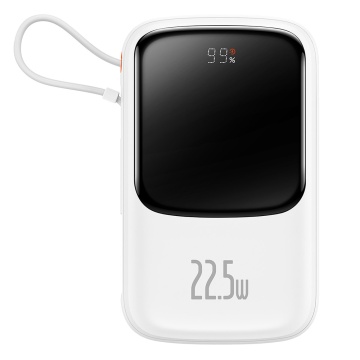 Acumulator Extern Lightning, 2x Type-C, USB, 22.5W, 10000mAh + Cablu Type-C, 3A - Baseus Qpow Pro (PPQD020102) - White - Img 1