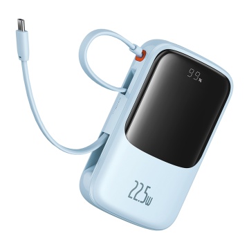 Acumulator Extern Lightning, 2x Type-C, USB, 22.5W, 10000mAh + Cablu Type-C - Baseus Qpow Pro+ (P10067101313-00) - Blue - Img 4