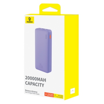 Acumulator Extern USB, Type-C, Micro-USB, 20W, 20000mAh - Baseus Airpow (P10022804513-00) - Purple - Img 3