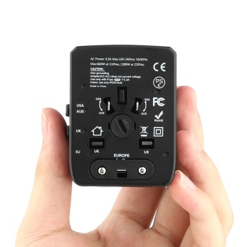 Adaptor priza EU la US, UK, AUS, 3xUSB, Type-C Techsuit, HHT904 - Negru - Img 4