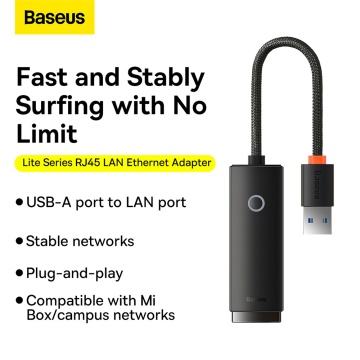 Adaptor USB la RJ45 LAN Baseus, 1000Mbps, WKQX000101 - Negru - Img 3
