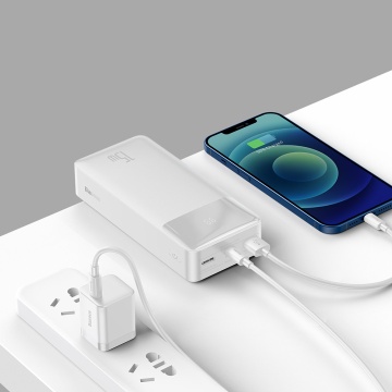 Baterie Externa Bipow Baseus (PPBD050202) - Display digital 2xUSB, USB-C, Micro-USB 30000mAh 15W + Cablu Micro-USB 0,25m - Alb - Img 5